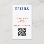 Baseball Pinstripe QR Code Bruiloft Details Informatiekaartje (Voorkant)