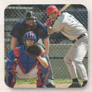 Baseball-pitcher, batter en pomire klaar onderzetter
