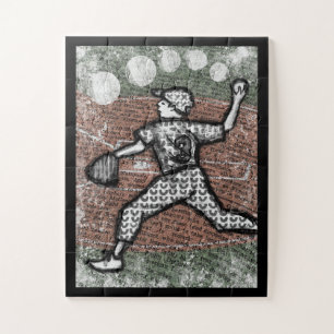 Baseball Pitcher Jigzaag Puzzle Little League Boy Legpuzzel