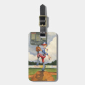 Baseball Pitcher op Mound van Jay Throckmorton Bagagelabel (Voorkant verticaal)