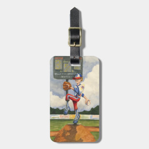 Baseball Pitcher op Mound van Jay Throckmorton Bagagelabel