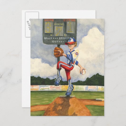 Baseball Pitcher op Mound van Jay Throckmorton Briefkaart (Voorkant / Achterkant)