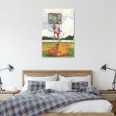 Baseball Pitcher op Mound van Jay Throckmorton Canvas Afdruk (Insitu (Slaapkamer))