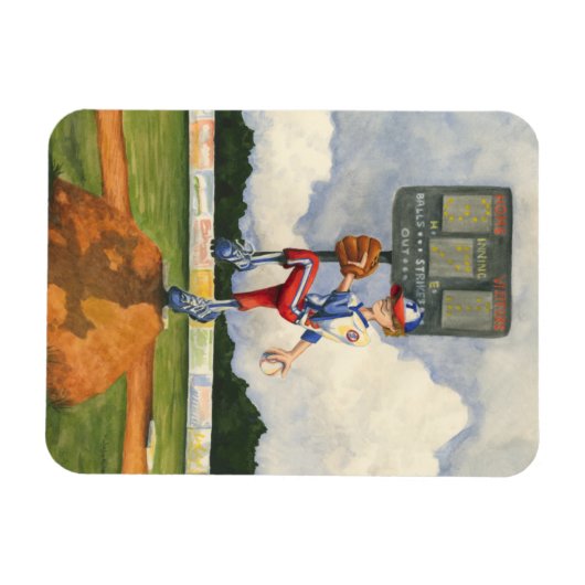 Baseball Pitcher op Mound van Jay Throckmorton Magneet (Horizontaal)