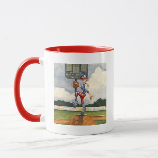 Baseball Pitcher op Mound van Jay Throckmorton Mok (Links)