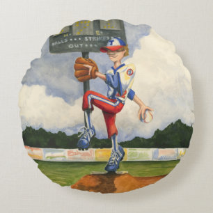 Baseball Pitcher op Mound van Jay Throckmorton Rond Kussen