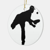 Baseball Pitcher Silhouette Keramisch Ornament (Links)
