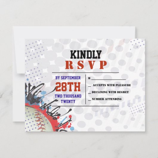 Baseball-platter Bar Mitzvah Reply Card RSVP Kaartje (Voorkant)
