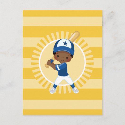 Baseball Player - African American Boy Briefkaart (Voorkant)