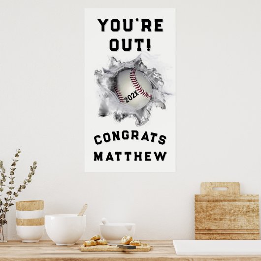 Baseball Player Afstuderen Poster (Keuken)