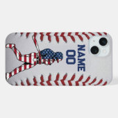 Baseball player Batter with Customizable Number iPhone Hoesje (Achterkant horizontaal)