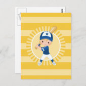 Baseball Player - Blonde Boy Briefkaart (Voorkant / Achterkant)