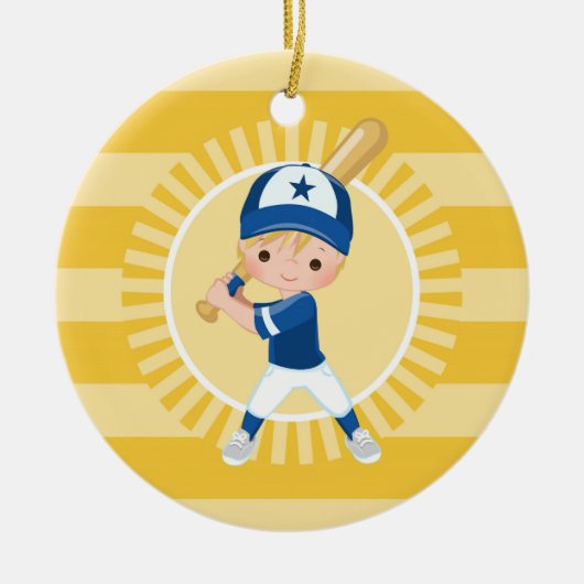 Baseball Player - Blonde Boy Keramisch Ornament (Voorkant)