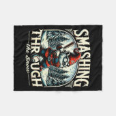 Baseball Player Christmas Gnome, Smashing Through  Fleece Deken (Voorkant (Horizontaal))