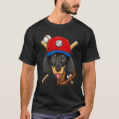 Baseball Player Coaches Dachshund Weiner Dog Pitch T-shirt (Voorkant)