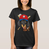 Baseball Player Coaches Dachshund Weiner Dog Pitch T-shirt (Voorkant)