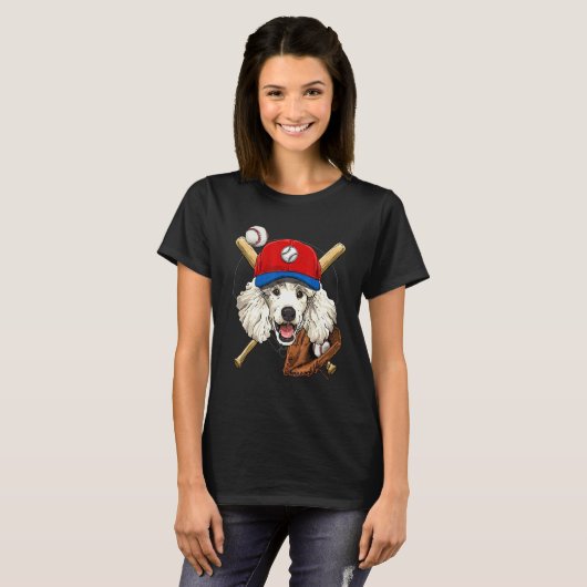 Baseball Player Coaches Poodle Dog Catcher Pitche T-shirt (Voorkant volledig)