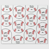 Baseball Player Custom Naam Nummer & Team Cadeaupapier (Vlak)