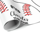 Baseball Player Custom Naam Nummer & Team Cadeaupapier (Rol Hoek)