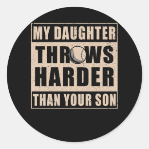 Baseball Player Daughter Funny Softball Girl Ronde Sticker