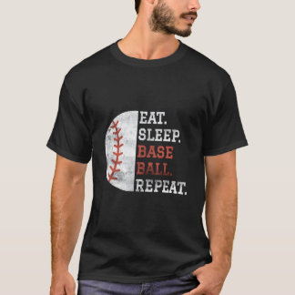 Baseball Player Eat Sleep Baseball Repeat T-shirt