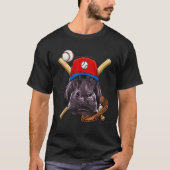 Baseball Player Hippopotamus Pitcher Catcher Baseb T-shirt (Voorkant)