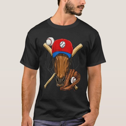 Baseball Player Horse Pitcher Catcher Baseball Co T-shirt (Voorkant)