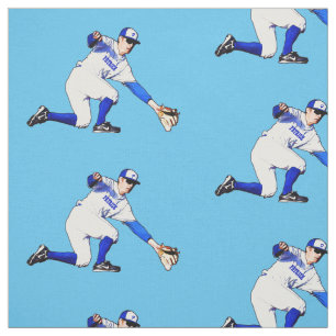 Baseball Player met Jouw naam of monogram Stof