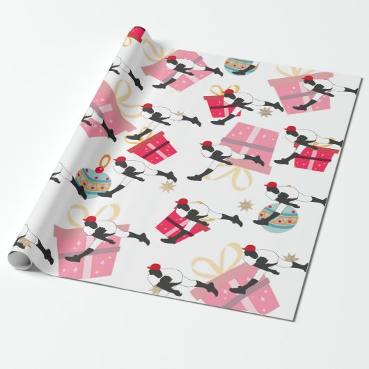 Baseball Player op kerstcadeau Cadeaupapier (Uitgerold)