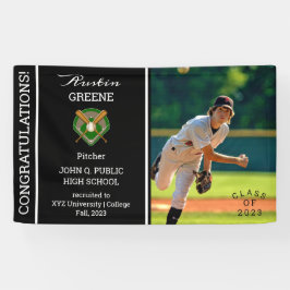 Baseball Player Photo Black Afstuderen Spandoek