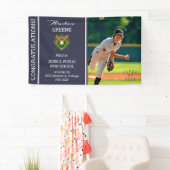 Baseball Player Photo Blue Afstuderen Spandoek (Insitu)