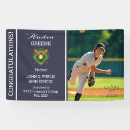 Baseball Player Photo Blue Afstuderen Spandoek