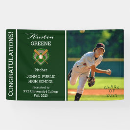 Baseball Player Photo Green Afstuderen Spandoek