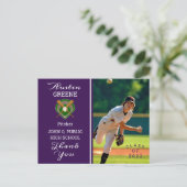 Baseball Player Photo Paars Afstuderen Hartelijk d Briefkaart (Staand voorkant)