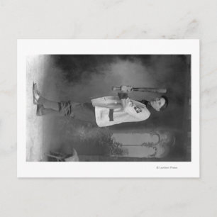 Baseball Player Portrait holding Bat Briefkaart