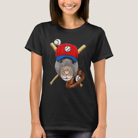 Baseball Player Rat Mouse Pitcher Catcher Baseball T-shirt (Voorkant)