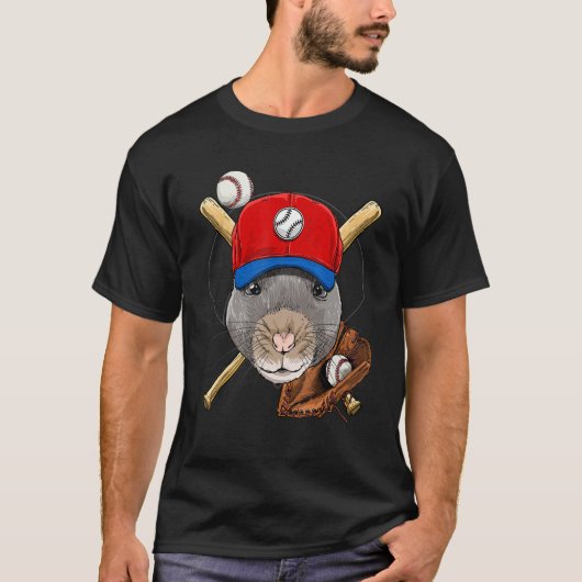 Baseball Player Rat Mouse Pitcher Catcher Baseball T-shirt (Voorkant)