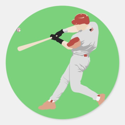 Baseball Player Ronde Sticker (Voorkant)