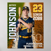 Baseball Player Senior Class Custom Photo Sports Poster (Voorkant)