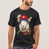 Baseball Player Sheep Lamb Pitcher Catcher Basebal T-shirt (Voorkant)