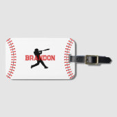 Baseball Player Silhouette met naam Sporttas Bagagelabel (Voorkant (horizontaal))