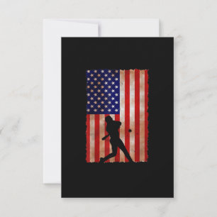 Baseball Player US Flag Patriotic Softball USA RSVP Kaartje