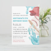 Baseball Pool Party Birthday Invitation (Debout devant)