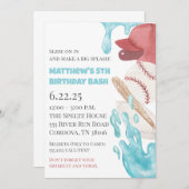 Baseball Pool Party Birthday Invitation (Devant / Derrière)