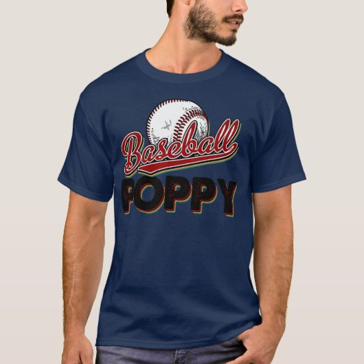 Baseball Poppy retro vaderdag game T-shirt (Voorkant)