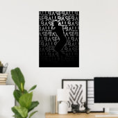 Baseball Poster | Black and White | Metal Look (Bureau à domicile)