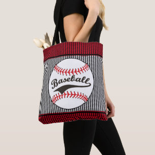Baseball Red Black Print Canvas tas
