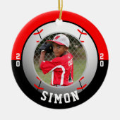 Baseball Red Black Team Colors Keramisch Ornament (Voorkant)