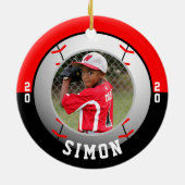 Baseball Red Black Team Colors Keramisch Ornament (Achterkant)