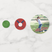  Baseball Red en Navy Blue Birthday Foto Confetti (Achterkanten)